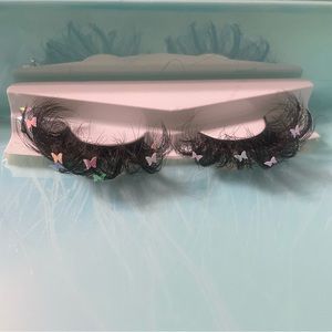Custom Lash strips with Pink butterflies and rhinestones